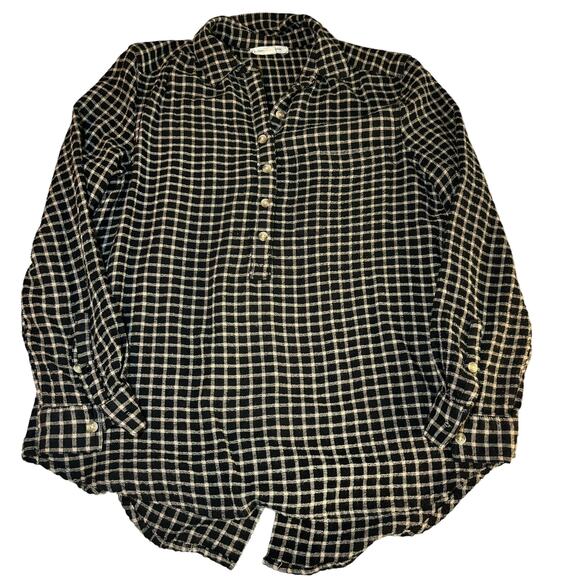 beachlunchlounge Tops - beachlunchlounge Women's Black White Checkered Gingham Button Down Sz S Cabin